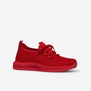 Chili Pepper Red Chunky Knit Lightweight Lace-up Bella Sneakers Size 6